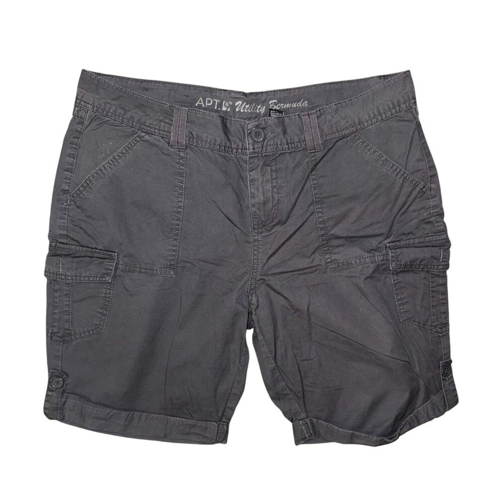 Apt. 9 Utility Bermuda Cargo Shorts Size 14 Gray 100% Cotton Casual Style